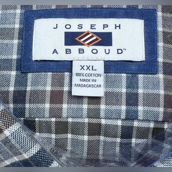 NEW Joseph Abboud Non-Iron Cotton Blue/Brown/Grey Plaid Button Up Shirt Size XXL - Picture 11 of 16